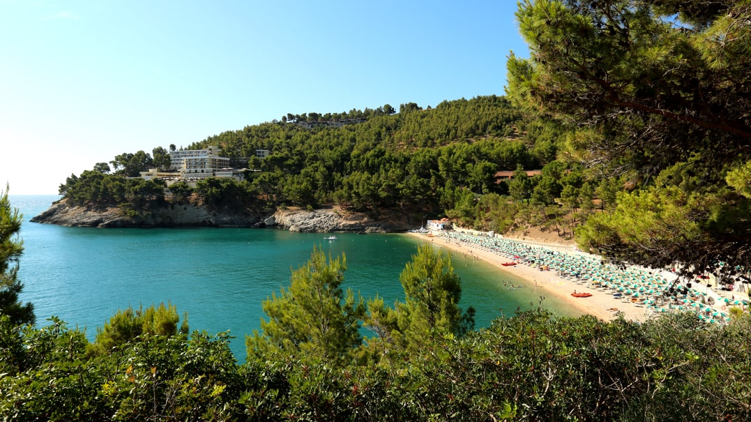 panoramica della spiaggia di Pugnochiuso nella costa marittima